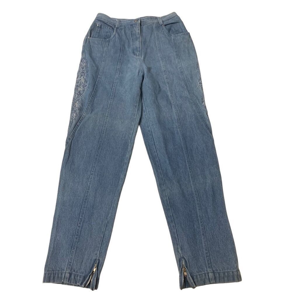 Vintage Floral Embroidered Denim Jeans